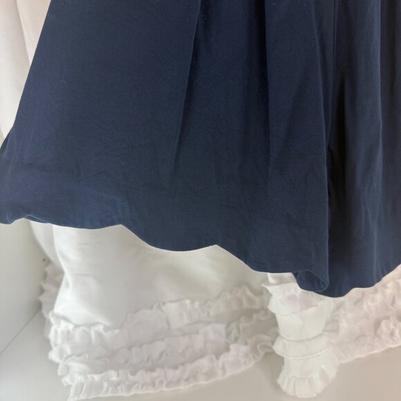 Market & Spruce Navy Scalloped Adjustable Strap Romper Back Cutout Pockets Small - Picture 6 of 9